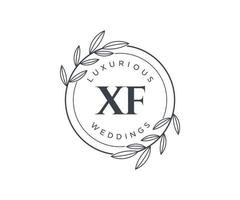 XF Initials letter Wedding monogram logos template, hand drawn modern minimalistic and floral templates for Invitation cards, Save the Date, elegant identity. vector