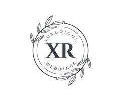 XR Initials letter Wedding monogram logos template, hand drawn modern minimalistic and floral templates for Invitation cards, Save the Date, elegant identity. vector