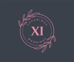 XI Initials letter Wedding monogram logos template, hand drawn modern minimalistic and floral templates for Invitation cards, Save the Date, elegant identity. vector