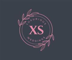 XS Initials letter Wedding monogram logos template, hand drawn modern minimalistic and floral templates for Invitation cards, Save the Date, elegant identity. vector