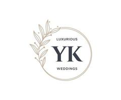 YK Initials letter Wedding monogram logos template, hand drawn modern minimalistic and floral templates for Invitation cards, Save the Date, elegant identity. vector