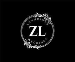 ZL Initials letter Wedding monogram logos template, hand drawn modern minimalistic and floral templates for Invitation cards, Save the Date, elegant identity. vector