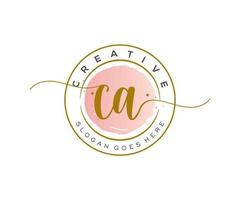 monograma de belleza de logotipo femenino ca inicial y diseño de logotipo elegante, logotipo de escritura a mano de firma inicial, boda, moda, floral y botánica con plantilla creativa. vector