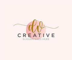 initial DV Feminine logo beauty monogram and elegant logo design, handwriting logo of initial signature, wedding, fashion, floral and botanical with creative template. vector