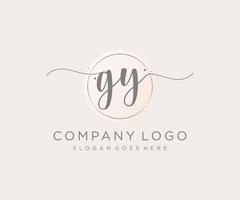 logotipo femenino inicial de gy. utilizable para logotipos de naturaleza, salón, spa, cosmética y belleza. elemento de plantilla de diseño de logotipo de vector plano.