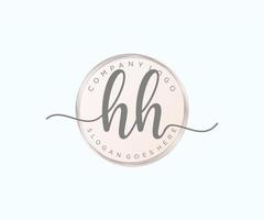 logotipo femenino hh inicial. utilizable para logotipos de naturaleza, salón, spa, cosmética y belleza. elemento de plantilla de diseño de logotipo de vector plano.