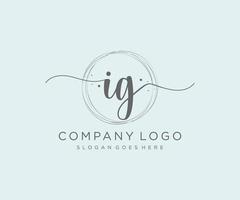 Initial IG feminine logo. Usable for Nature, Salon, Spa, Cosmetic and Beauty Logos. Flat Vector Logo Design Template Element.