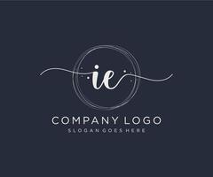 Initial IE feminine logo. Usable for Nature, Salon, Spa, Cosmetic and Beauty Logos. Flat Vector Logo Design Template Element.