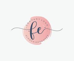 Initial FE feminine logo. Usable for Nature, Salon, Spa, Cosmetic and Beauty Logos. Flat Vector Logo Design Template Element.