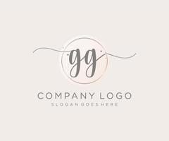 Initial GG feminine logo. Usable for Nature, Salon, Spa, Cosmetic and Beauty Logos. Flat Vector Logo Design Template Element.