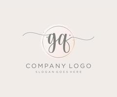 Initial GQ feminine logo. Usable for Nature, Salon, Spa, Cosmetic and Beauty Logos. Flat Vector Logo Design Template Element.