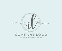 Initial IL feminine logo. Usable for Nature, Salon, Spa, Cosmetic and Beauty Logos. Flat Vector Logo Design Template Element.