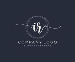 Initial IR feminine logo. Usable for Nature, Salon, Spa, Cosmetic and Beauty Logos. Flat Vector Logo Design Template Element.