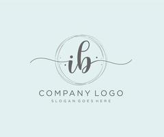 logotipo femenino inicial ib. utilizable para logotipos de naturaleza, salón, spa, cosmética y belleza. elemento de plantilla de diseño de logotipo de vector plano.