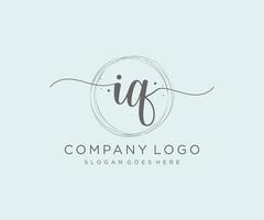 Initial IQ feminine logo. Usable for Nature, Salon, Spa, Cosmetic and Beauty Logos. Flat Vector Logo Design Template Element.