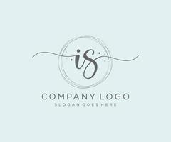 Initial IS feminine logo. Usable for Nature, Salon, Spa, Cosmetic and Beauty Logos. Flat Vector Logo Design Template Element.