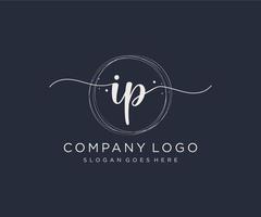 Initial IP feminine logo. Usable for Nature, Salon, Spa, Cosmetic and Beauty Logos. Flat Vector Logo Design Template Element.