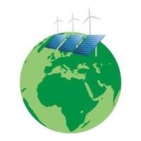Green energy generated by wind turbines and solar panels vector