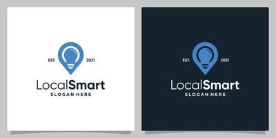 Map pin location symbol with lamp bulb and business card design. vector