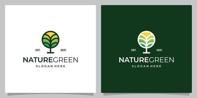 creative flower tree logo design with circle shape. nature tree leaf logo design in full color. vector