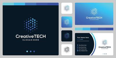 Inspiration logo initial letter d abstract with tech style and gradient color. Business card template vector