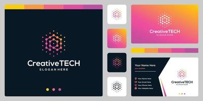 Inspiration logo initial letter R abstract with tech style and gradient color. Business card template vector