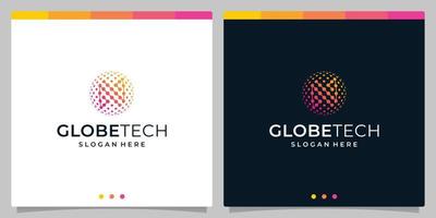 Inspiration logo initial letter N abstract with globe tech style and gradient color. Premium vector