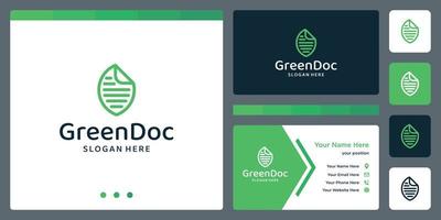 Logo design leaf and document design logo with line model. premium vector. business card vector