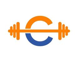 Fitness Gym Logo On Letter C Sign vector