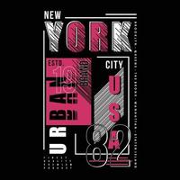 new york city text frame striped graphic typography vector print