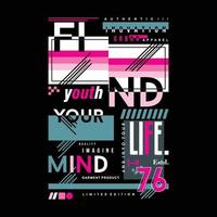 find your mind text frame flat graphic vector print