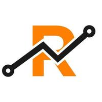 diseño de logotipo de icono de tecnología de letra digital r. negocio, inversión, logotipo financiero vector