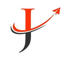 logotipo de viaje en la plantilla de vector de letra j