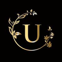 Letter U Beauty flower logo decorative, flower, beauty, spa vector template