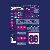 queens the bronx text frame graphic typography vector print