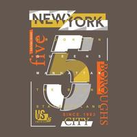 gráfico vectorial de tipografía de marco de texto de cinco distritos de nueva york para camisetas y otros usos vector