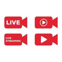 Live stream symbol, icon with play button. Emblem for broadcasting, online tv, sport, news and radio streaming vector