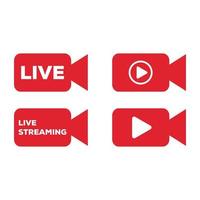 Live stream symbol, icon with play button. Emblem for broadcasting, online tv, sport, news and radio streaming vector