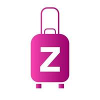 logotipo de viaje de la letra z. bolsa de viaje avión de vacaciones con bolsa tour y vector de logotipo de empresa de turismo