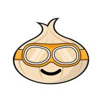 Cute garlic eyeglasses cartoon Vector Icon Illustration. plant cooking Icon Concept Isolated free Vector. Flat Cartoon Style free Vector Free Vector