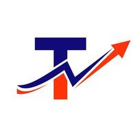 Letter T Financial Logo Template With Marketing Growth Arrow vector