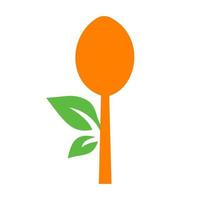 Restaurant Logo Spoon, Leaf Symbol for Kitchen Sign, Cafe Icon, Restaurant, Cooking Business Vector