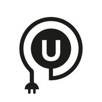 Letter U Electric Logo vector