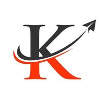 logotipo de viaje en la plantilla de vector de letra k