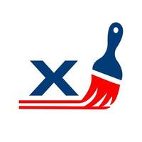 Letter X Paint Logo Concept With Paint Brush Symbol vector