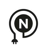 letra n logotipo eléctrico vector