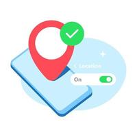 enable, turn on location on smartphone pop up permission concept illustration flat design vector eps10. modern graphic element for landing page, empty state ui, infographic