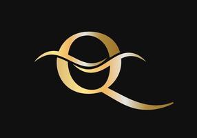 Letter Q Logo Design with Water Wave Concept vector