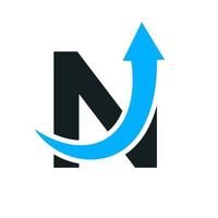 Letter N Financial Logo Template with Marketing Growth Arrow vector