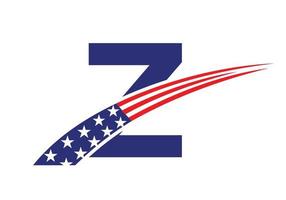 Initial Letter Z American Logo. USA American Logo vector